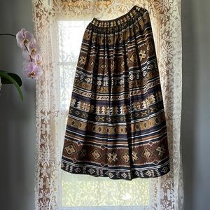 Brown Patterned Maxi Skirt
